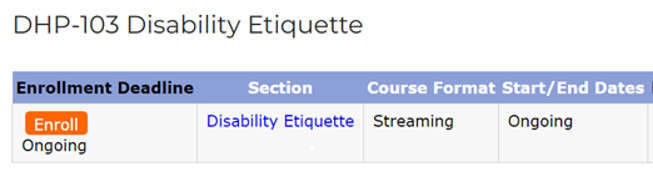 Image of course enrollment screen