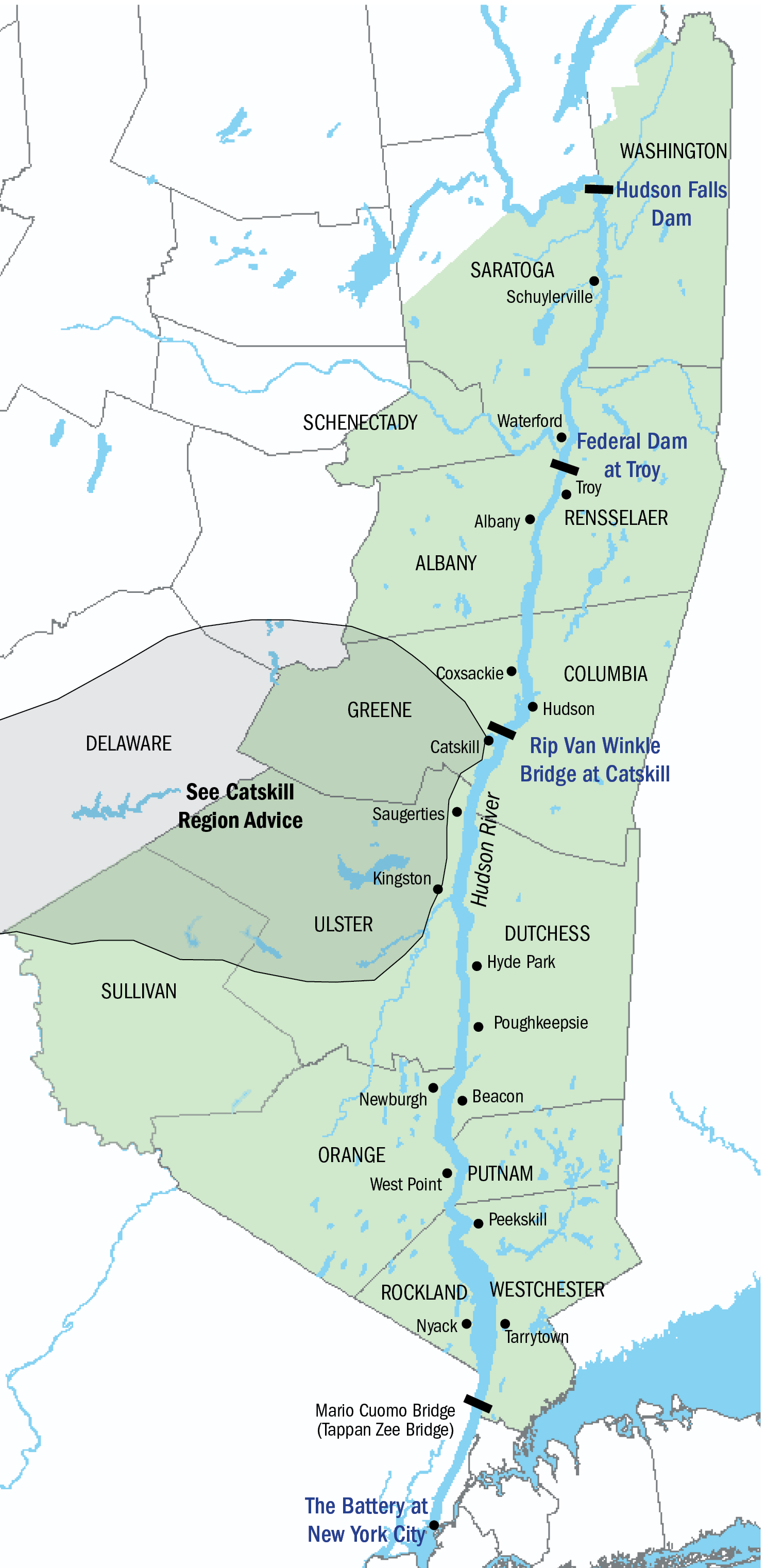 Map of the Hudson River