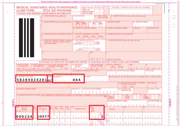 Example of Medical Assistance Health Insurance Claim Form