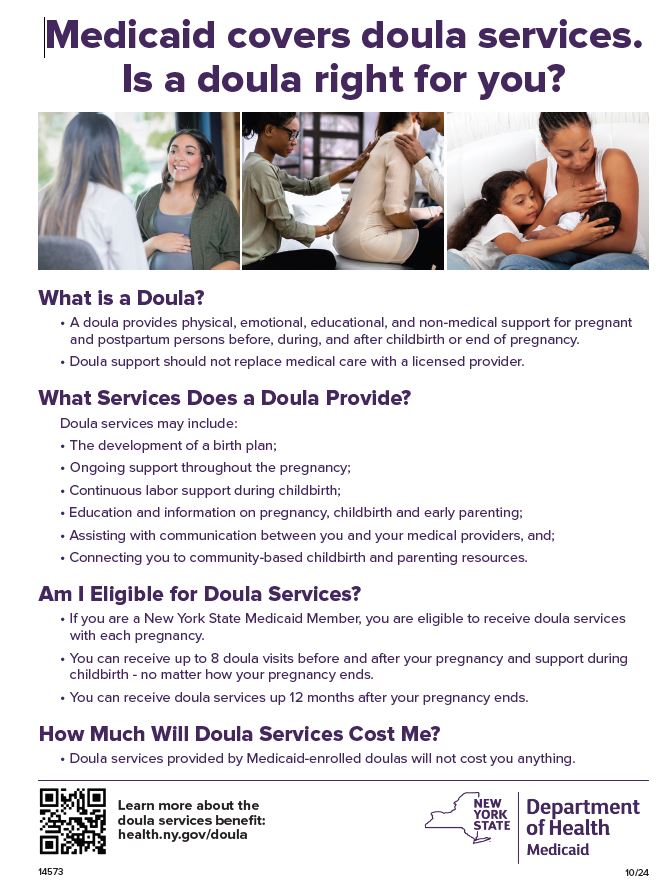 Medicaid covers doula services. Flyer: Is a doula right for you?