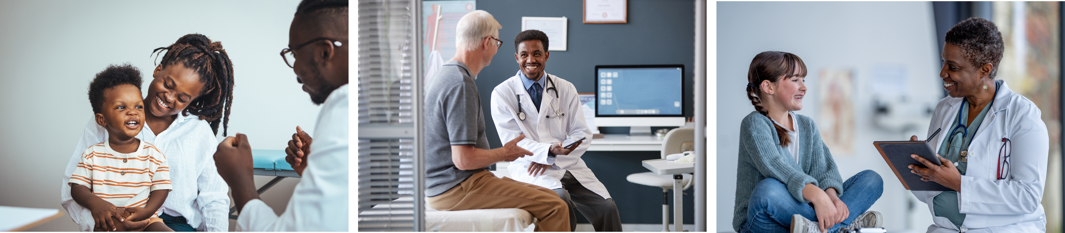 black female and child talking with black male doctor/nurse