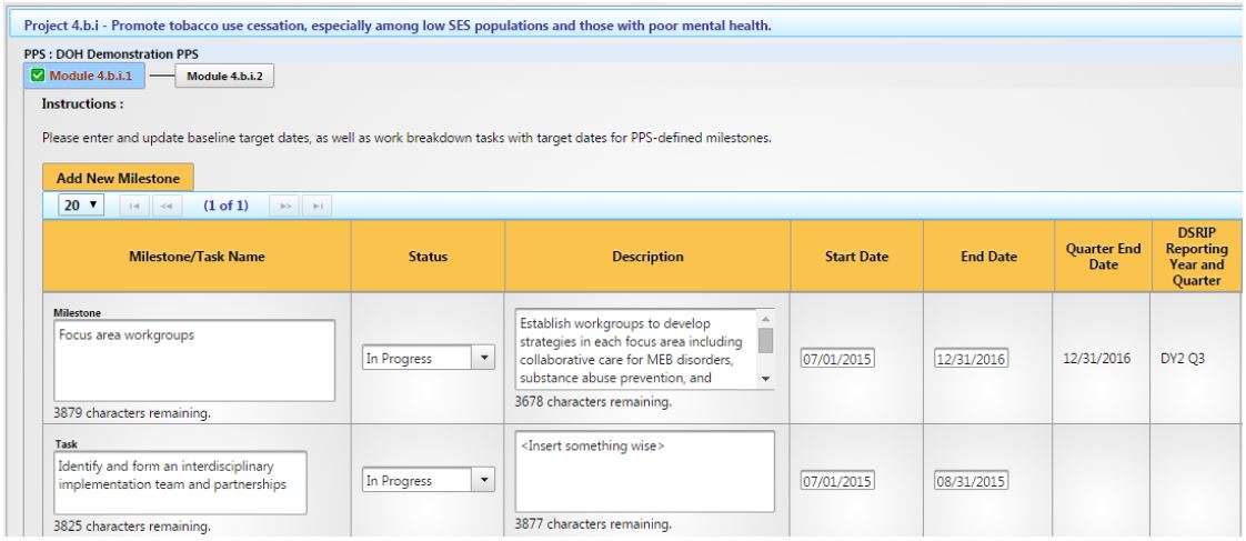 Project 4.a.iii: Milestones and Work Steps Example