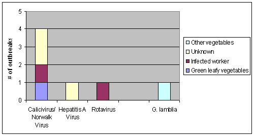 chart of reported foodborne disase outbreaks in NYS from 1980-2005